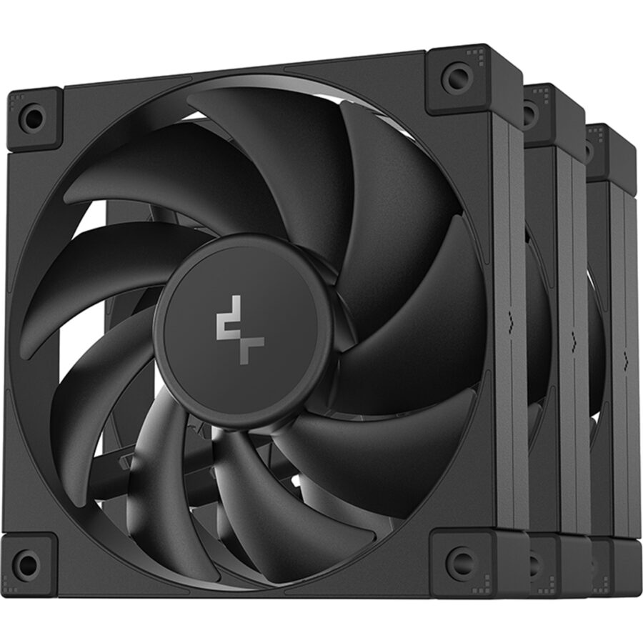 DeepCool FD12 120mm Case Fan 3-Pack, PWM Control, High Airflow, Low Noise, Hydro Bearing, Black, Anti-Vibration Pads, 4-Pin Connector