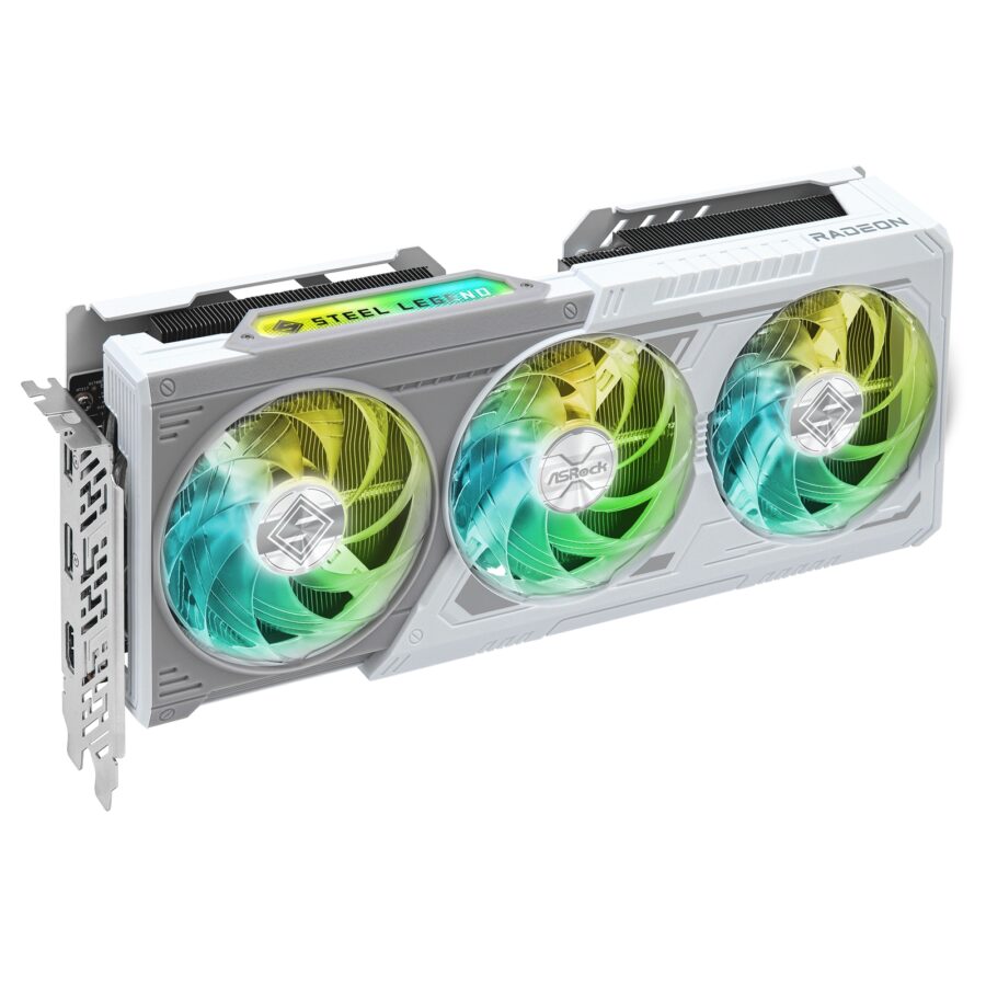 ASRock AMD Radeon RX 9060 XT Steel Legend OC 16GB GDDR6 Graphics Card, 2048 Streams, 3320 MHz Boost Clock, Triple Fan, 2x DisplayPorts / 1x HDMI Port
