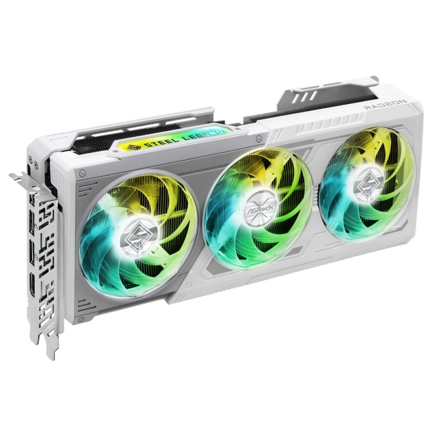 ASRock AMD Radeon RX 9070 XT Steel Legend 16GB GDDR6 Graphics Card, 4096 Streams, 2970 MHz Boost Clock, Triple Fan, 3x DisplayPorts / 1x HDMI Port