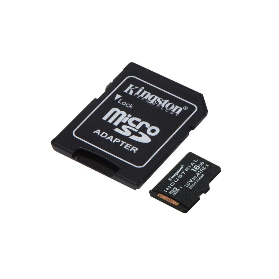 Kingston SDCIT2/16GB Industrial Micro SD Flash Memory Card, 16GB, Class U3 V30 A1, UHS-I U1, Retail Packed