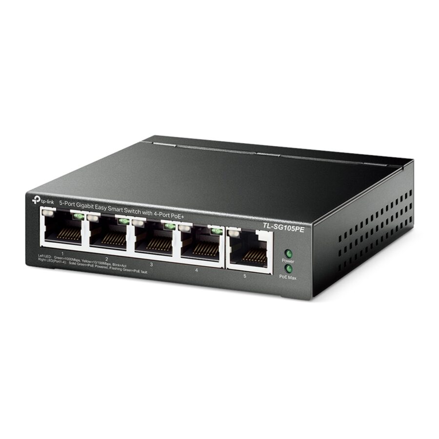 TP-Link TL-SG105PE 5-Port Metal Gigabit Easy Smart PoE Switch with 4-Port PoE+ (65W)