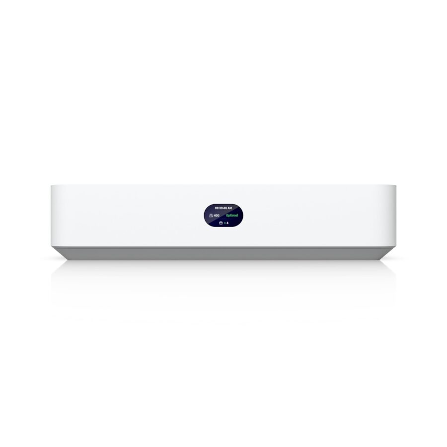 Ubiquiti UniFi Network Video Recorder Instant, Compact UniFi Protect NVR with 3.5" HDD support, featuring an integrated 6-port PoE switch, integrated HDMI View Port, and a capacity for (6) 4K cameras or (15) Full HD cameras