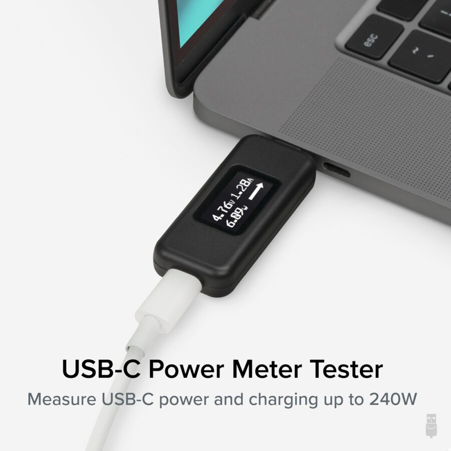 Plugable USBC-VAMETER3 Pass-Through USB-C VA Meter for High Power Devices