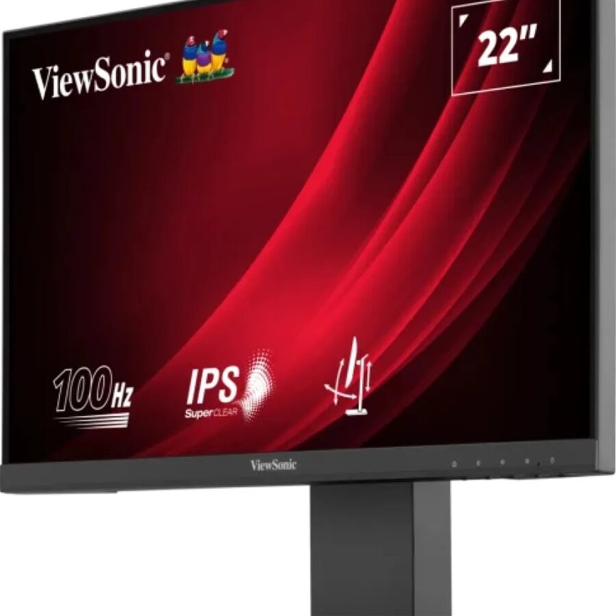 Viewsonic VG Series VG2208A LED Monitor 22 Inch With USB Hub, 1920 x 1080, Full HD Black, 100Hz, 5ms, HDMI, DisplayPort, Height-Adjustable