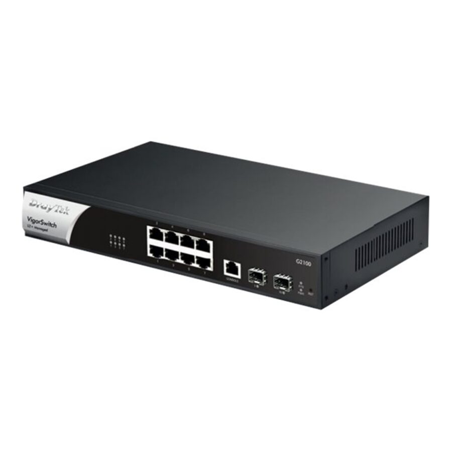 DrayTek VSG2100-K VigorSwitch G2100 8 Port Gigabit Layer 2+ Managed Switch with 2 SFP Uplink Ports