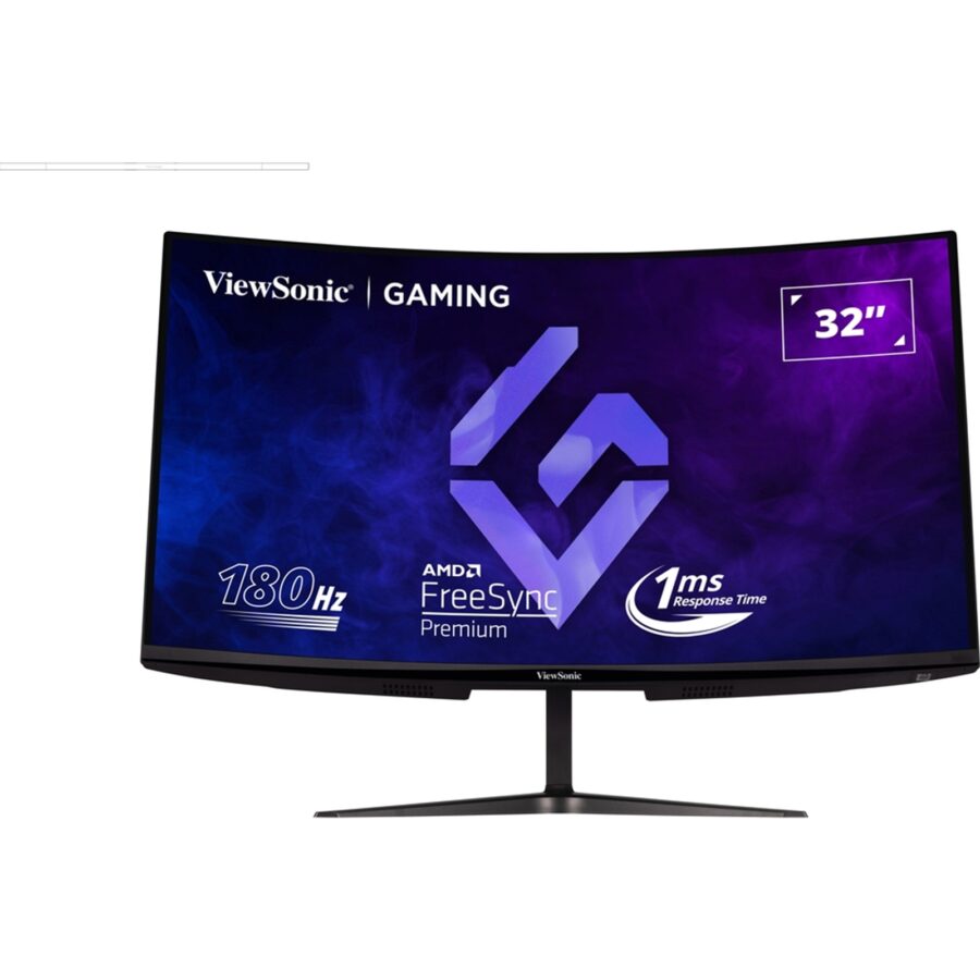 Viewsonic VX3218C-2K 32 Inch Curved Gaming Monitor, QHD, 180Hz, Freesync, 2xHDMI, DisplayPort, 1ms VESA, Speakers