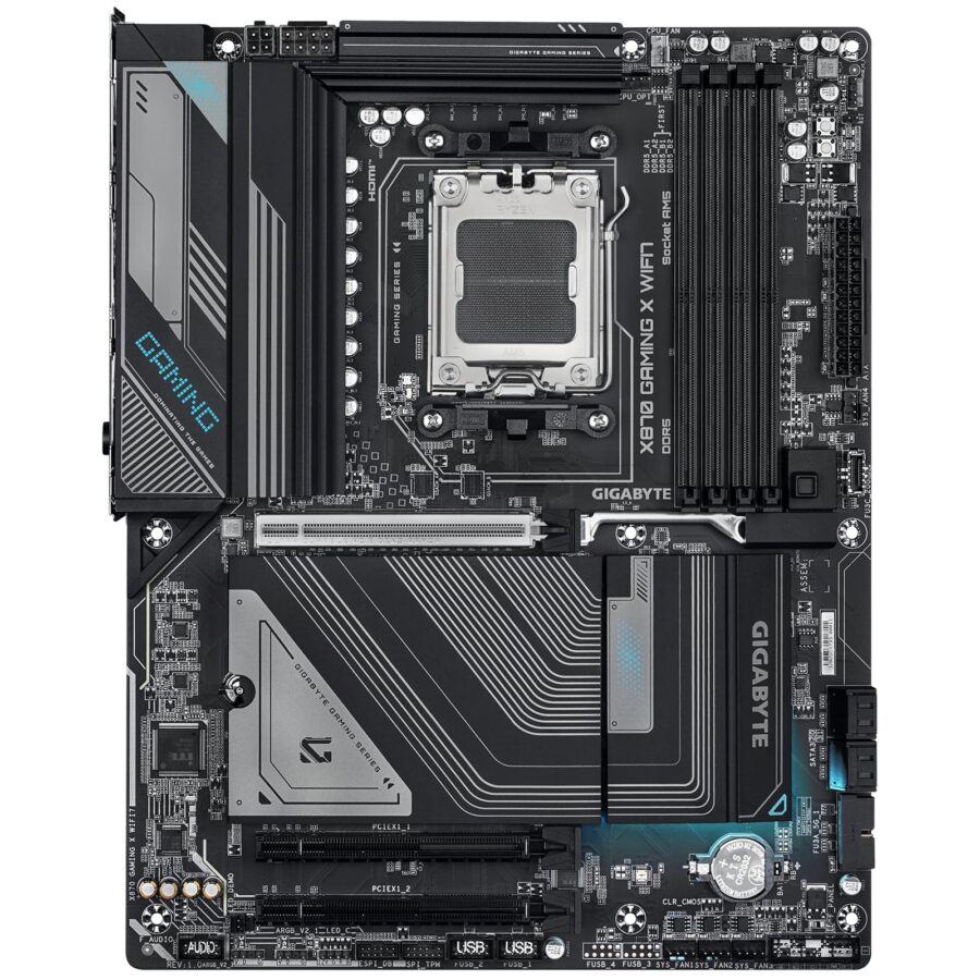 Gigabyte X870 GAMING X WIFI7 AMD AM5 Socket Motherboard, ATX, 4x DDR5 Slots, 3x M.2 Sockets, Fitted I/O Shield, 2.5GbE LAN, Wi-Fi 7, 1x HDMI Port / 1x USB-C (USB4)
