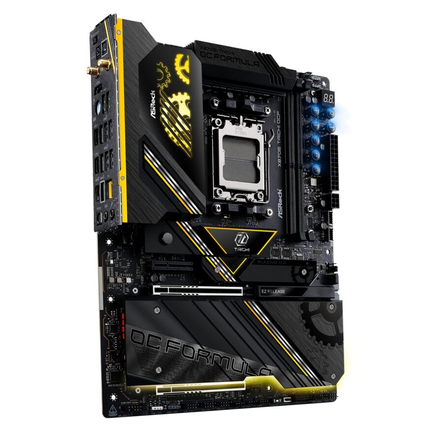 ASRock X870E TAICHI OCF AMD AM5 Socket Motherboard, ATX, 2x DDR5 Slots, 6x M.2 Sockets, Fitted I/O Shield, 5GbE LAN, Wi-Fi 7, 1x HDMI Port