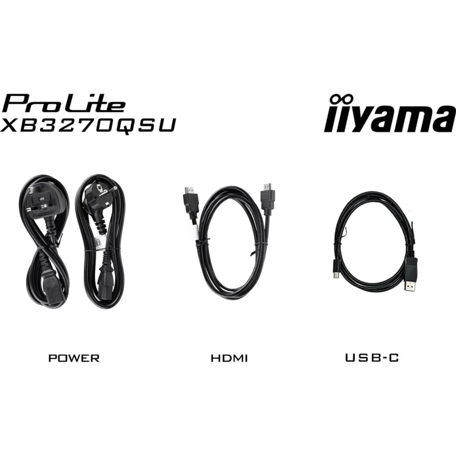 iiyama PROLITE XB3270QSU-B1 32 inch IPS Monitor, WQHD, 3ms, HDMI, DisplayPort, USB Hub, Freesync, 100Hz, Speakers, Black, Internal PSU, Height Adjustable, VESA