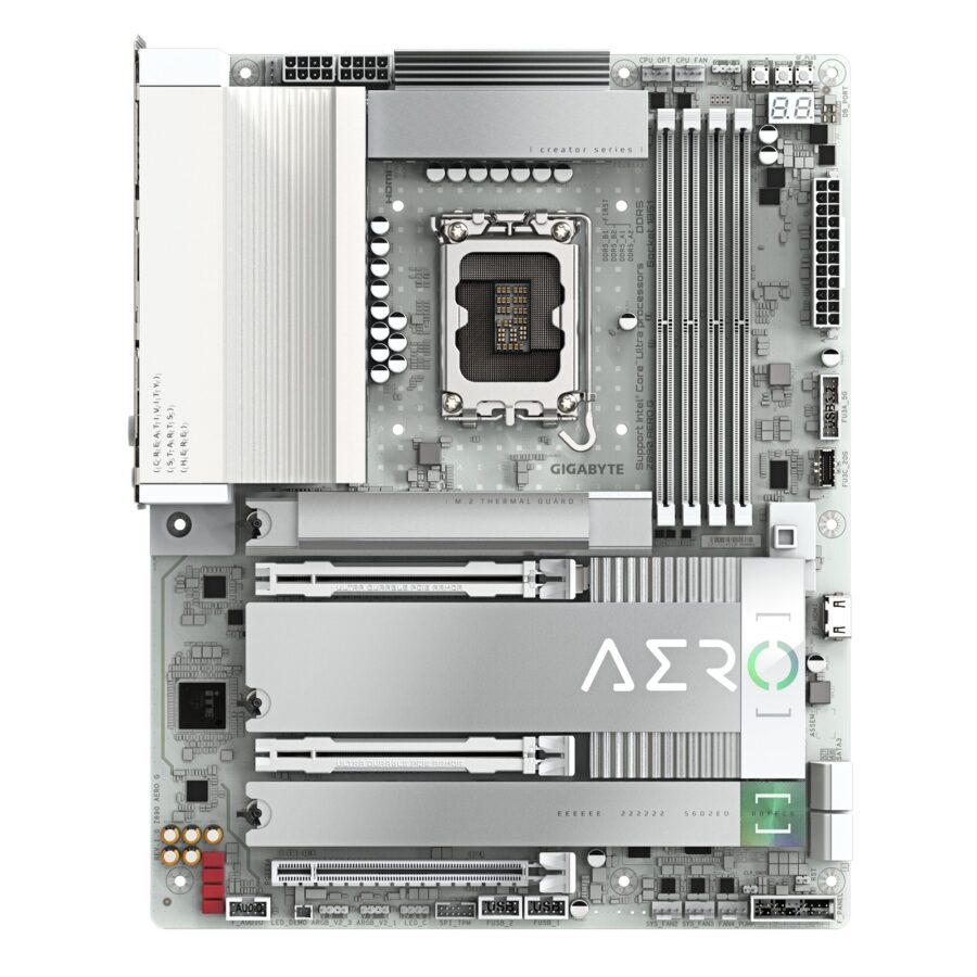 Gigabyte Z890 AERO G Intel 1851 Socket Motherboard, ATX, 4x DDR5 Slots, 5x M.2 Sockets, Fitted I/O Shield, 2x 2.5GbE LAN, Wi-Fi 7, 1x DisplayPort / 1x USB-C (USB4)