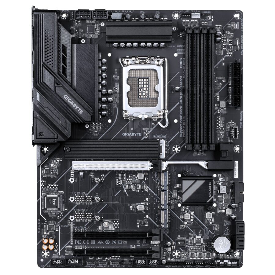 Gigabyte Z890 D PLUS Intel 1851 Socket Motherboard, ATX, 4x DDR5 Slots, 4x M.2 Sockets, Fitted I/O Shield, 2.5GbE LAN, 1x DisplayPort